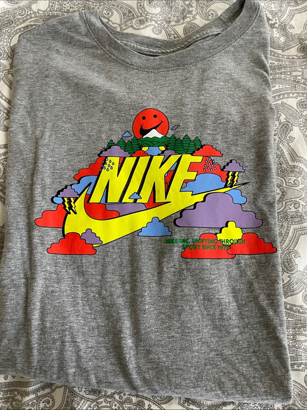 Nike Grey Tee with Multicolor Graphic Logo